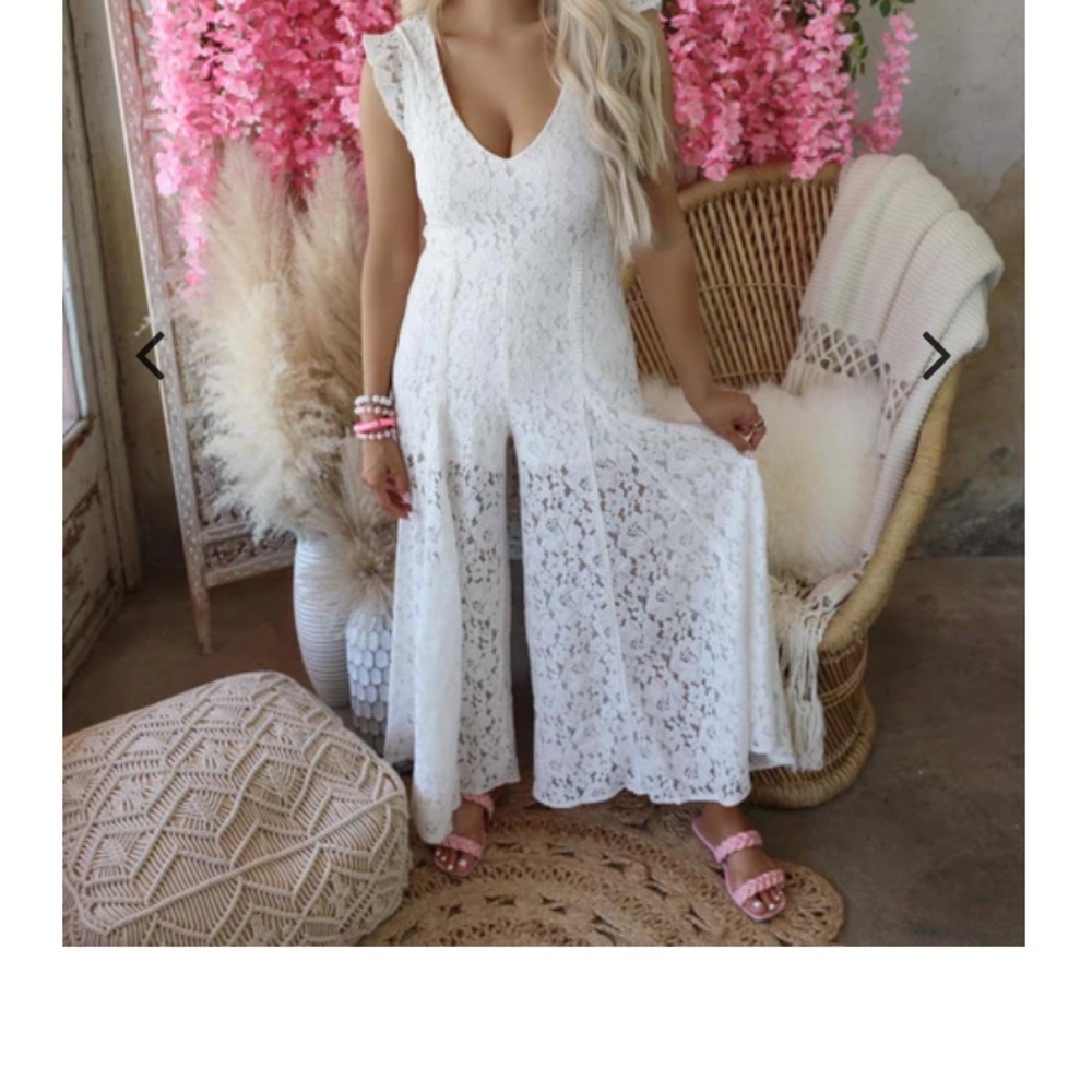 NWT White Lace Pants Romper